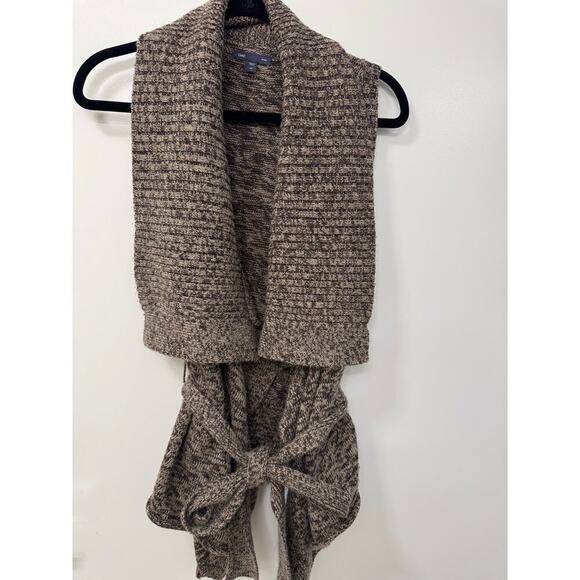 Gap XS Brown Marled Knit Sleeveless Belted Cardigan Sweater Wrap Vest Womens Y2K - Picture 1 of 6